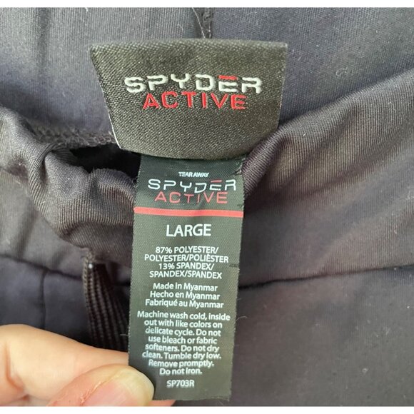 Mens Spyder Active Black Jogger Pants With Zip Pockets & Drawstring Waist Size L - Picture 4 of 5